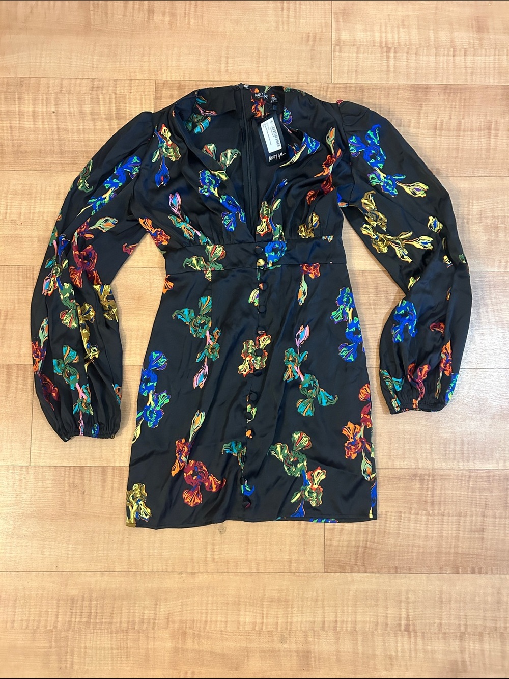 New Nasty Gal Multicolor Floral Long Sleeve Dress - Picture 4 of 4